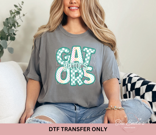 Checkered Gators Faux Embroidery DTF Transfer
