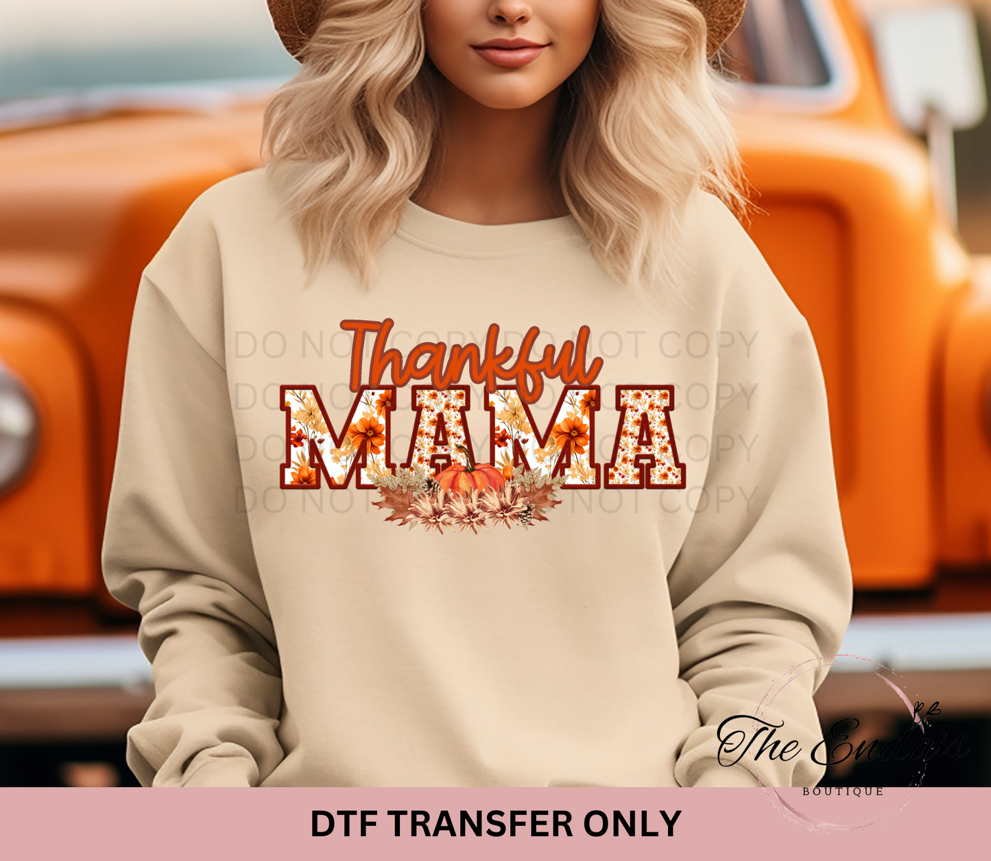 Thankful Mama Faux Embroidery DTF Transfer