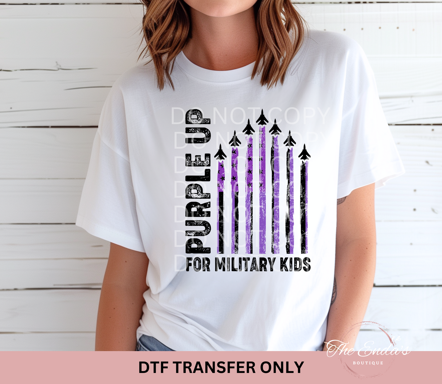 Flag With Planes Purple Up For Military Kids DTF Transfer