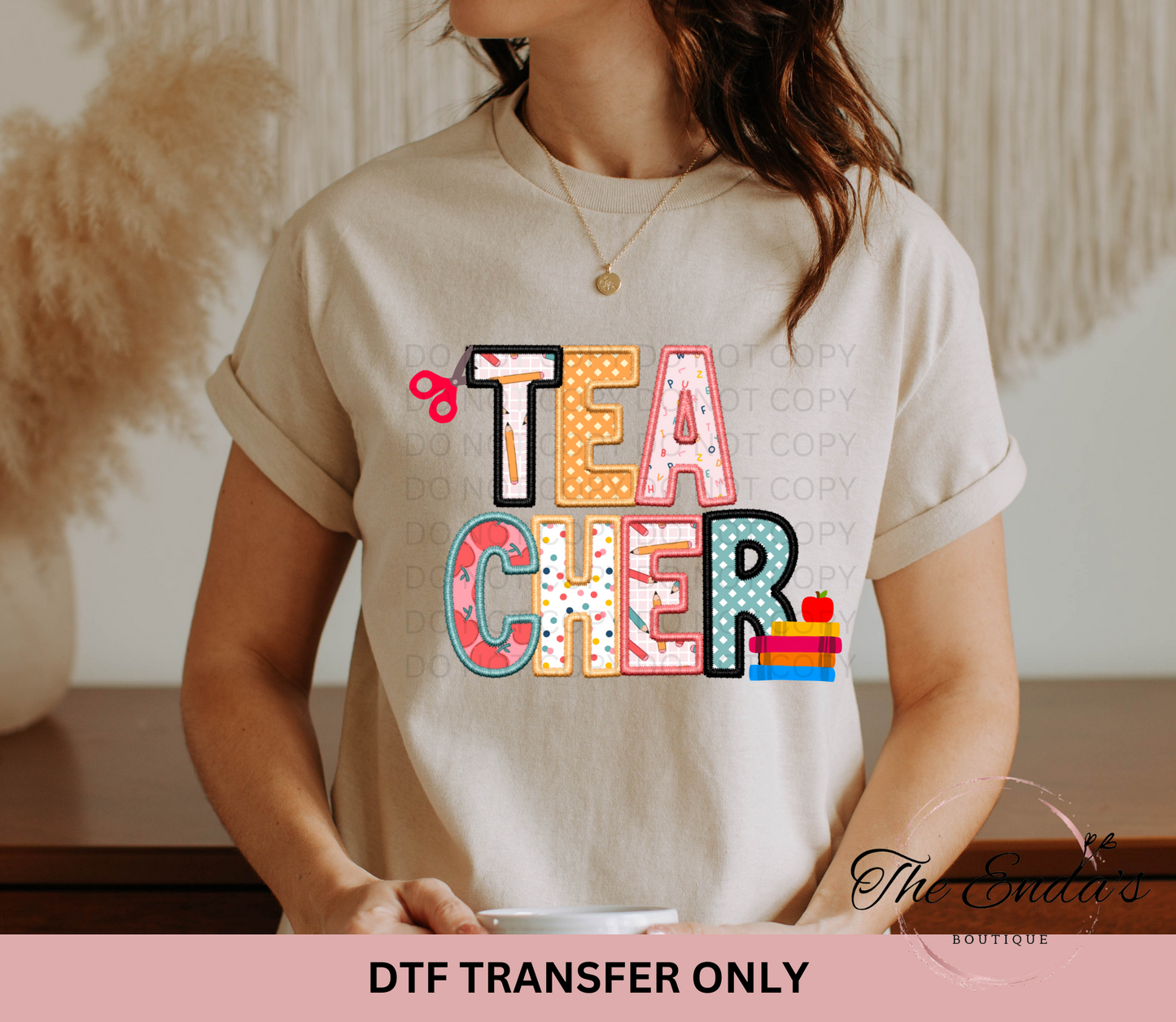 Teacher Faux Embroidery DTF Transfer