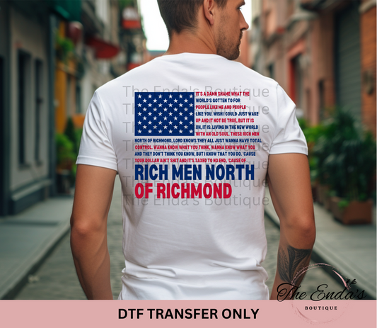 Rich Men North Of Richmond Lyrics Flag DTF Transfer