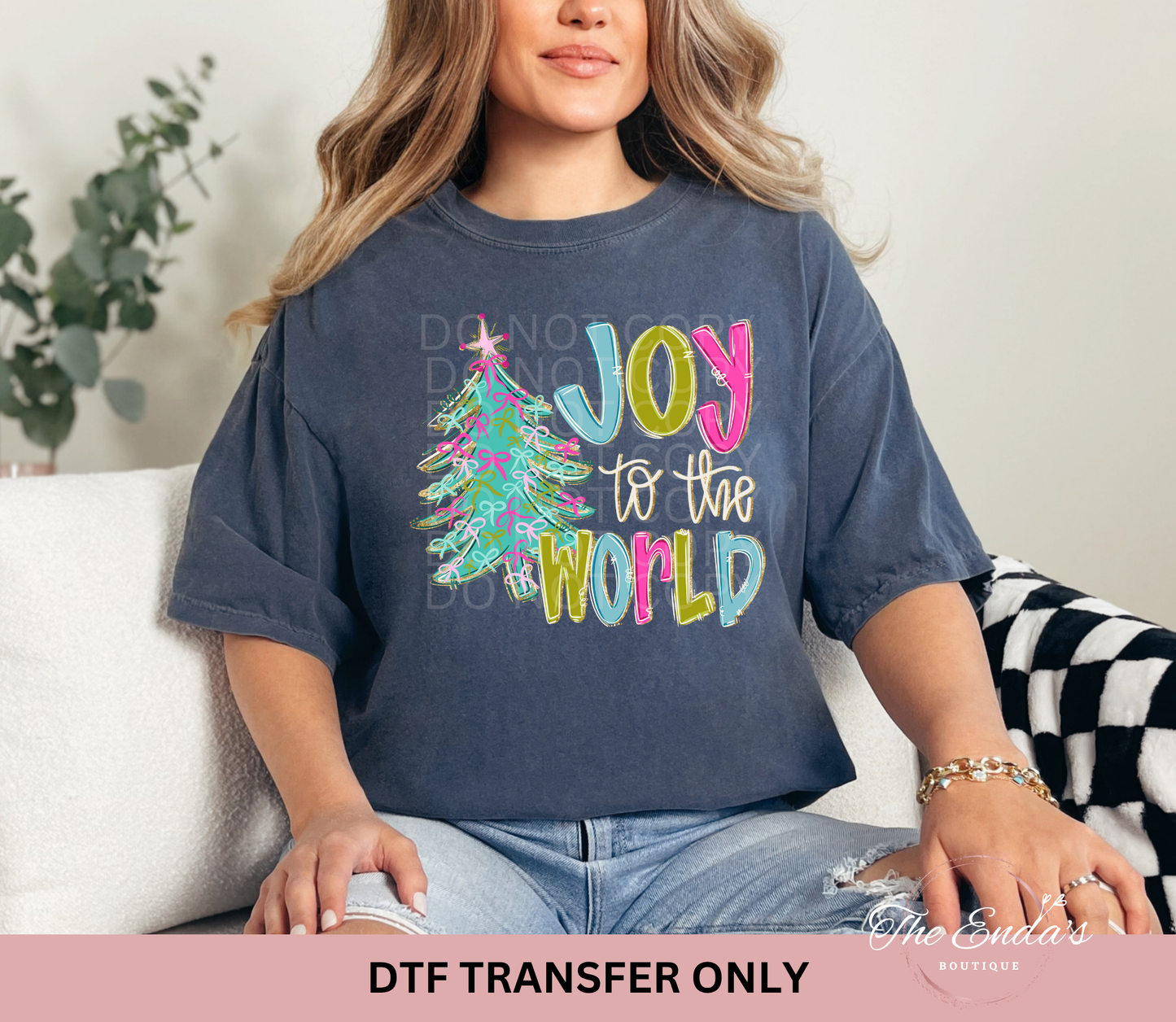 Joy To The World Coquette Christmas Tree DTF Transfer