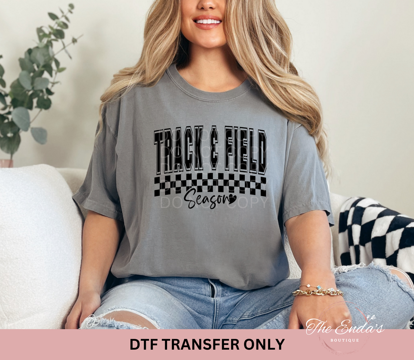 Checkered Track & Field Season DTF Transfer