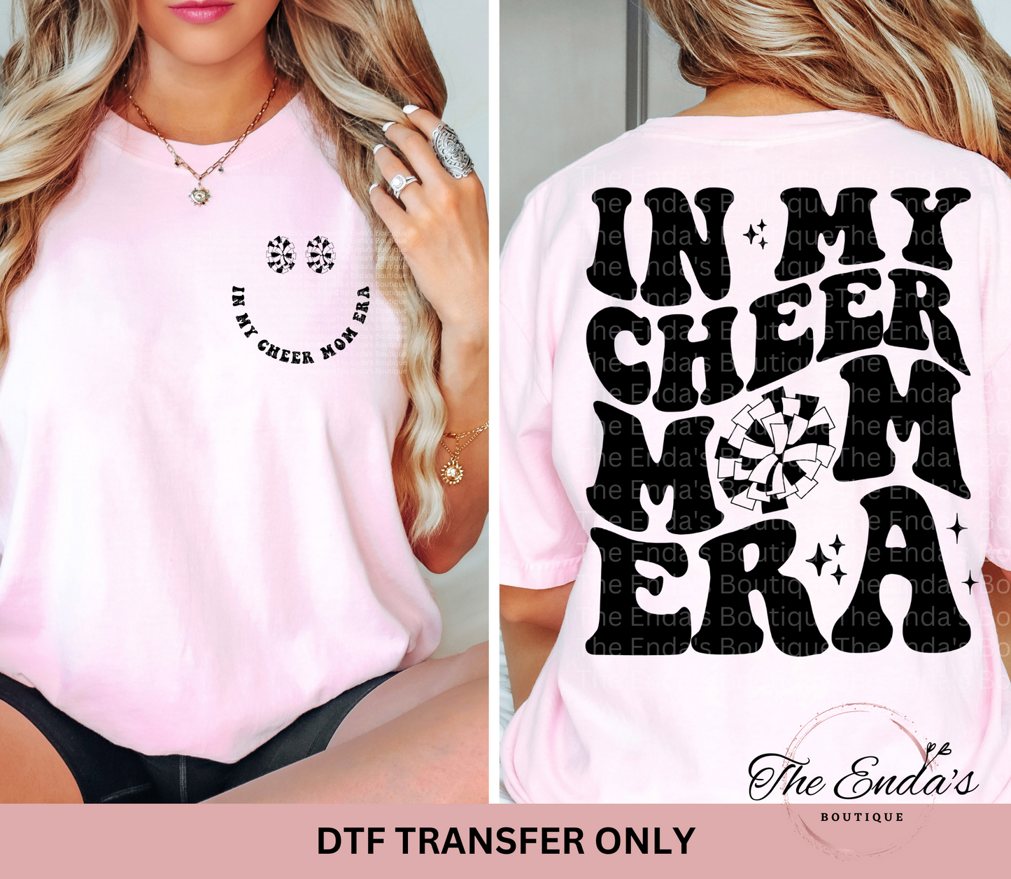 In My Cheer Mom Era Single Color (FRONT/BACK SET) DTF Transfer