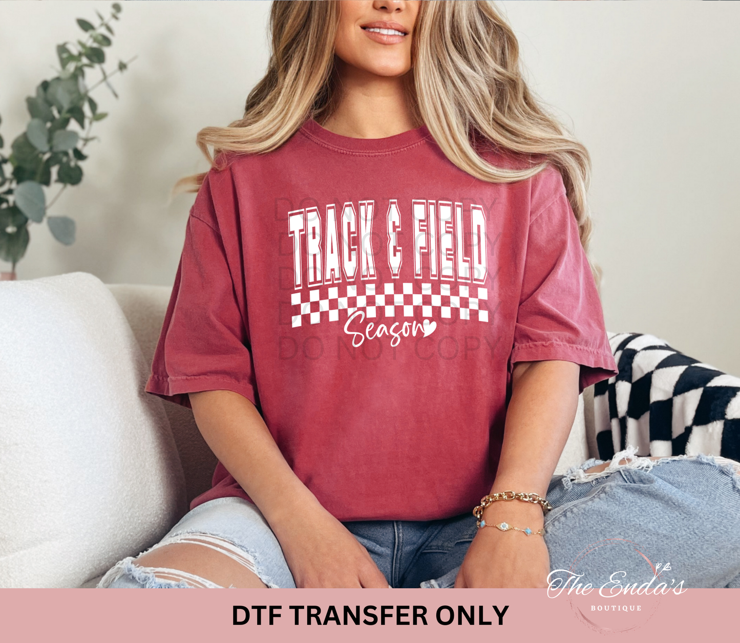 Checkered Track & Field Season DTF Transfer