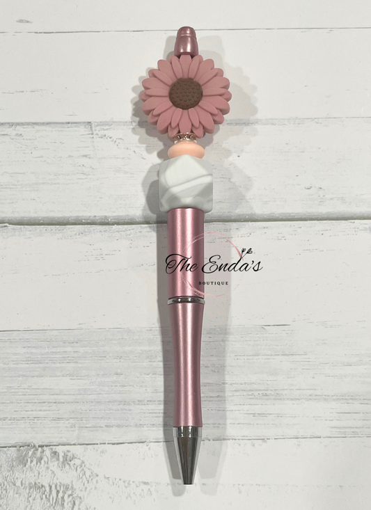 Rose Gold Sunflower Beaded Pen