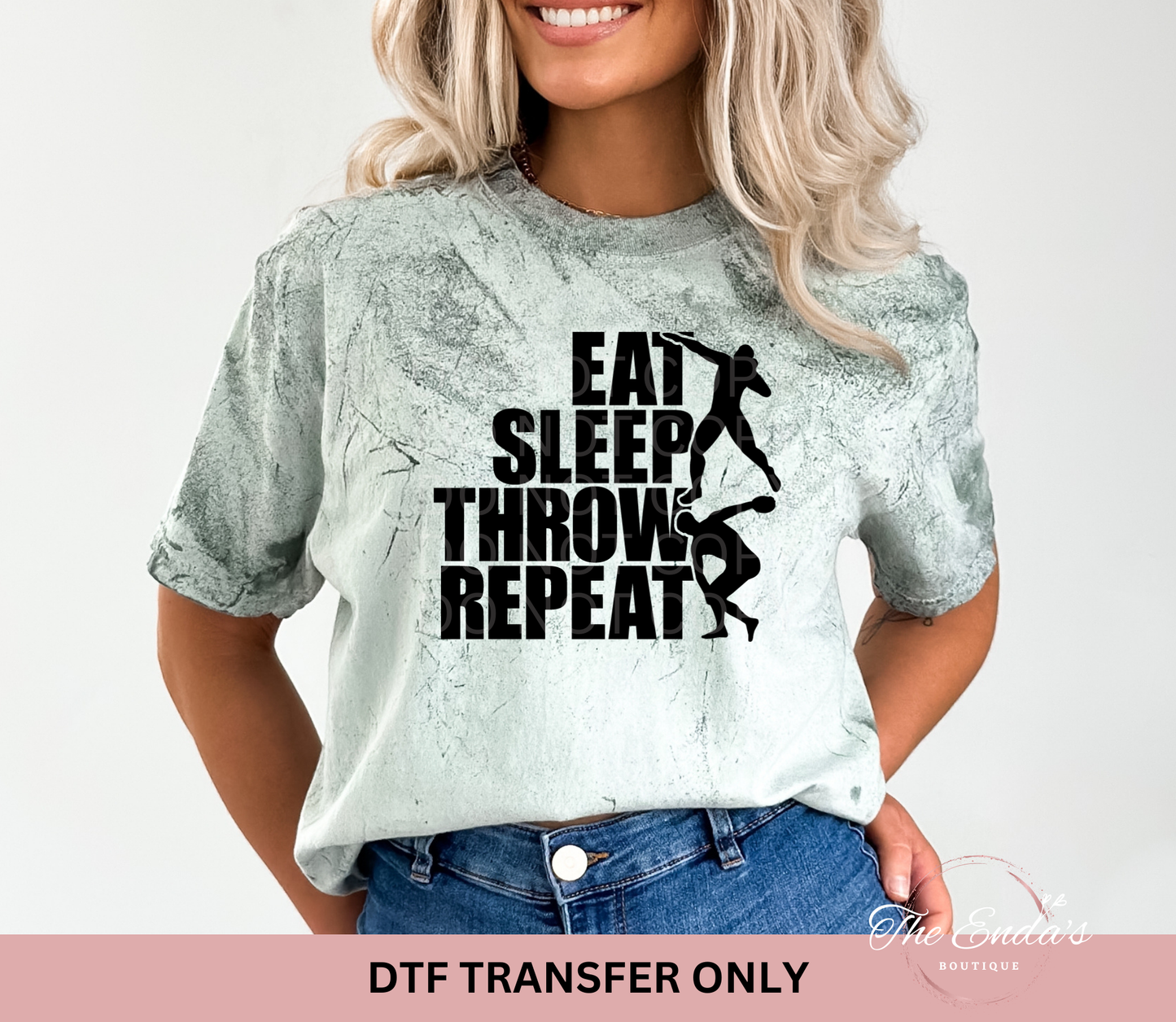 Eat Sleep Throw Repeat DTF Transfer