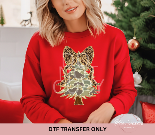 Camo Leopard Bow Tree DTF Transfer