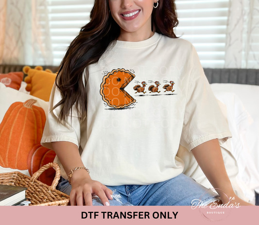 Pumpkin Pie Chasing Turkeys DTF Transfer
