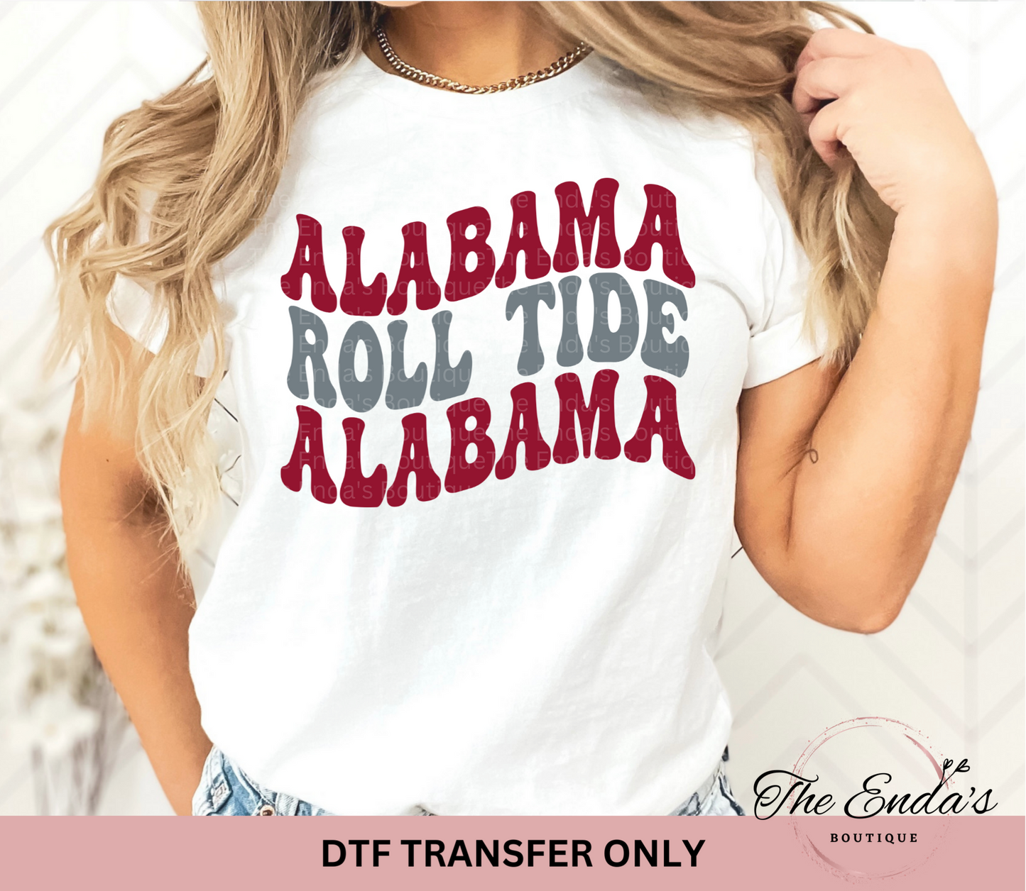 Wavy AL Roll Tide DTF Transfer