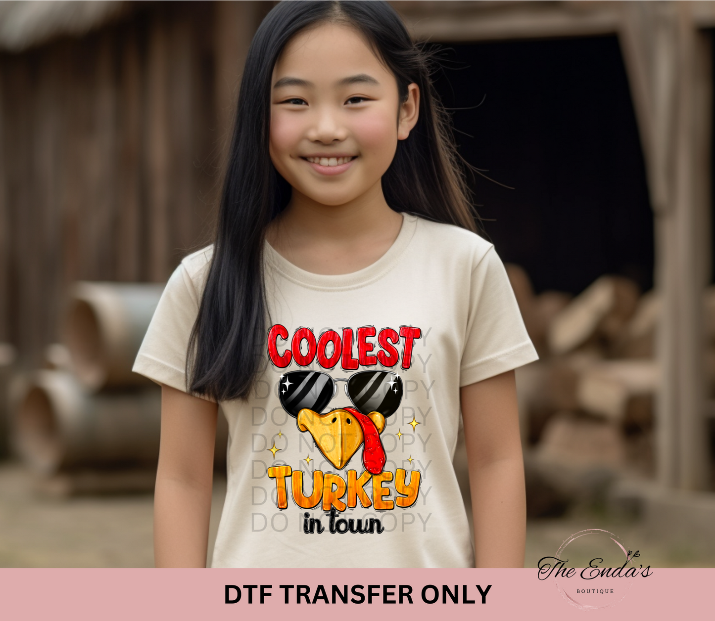 Coolest Turkey In Town DTF Transfer **AVAILABLE IN MULTIPLE SIZES**