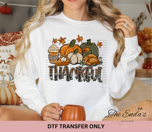 Thankful Turkey Pumpkins DTF Transfer