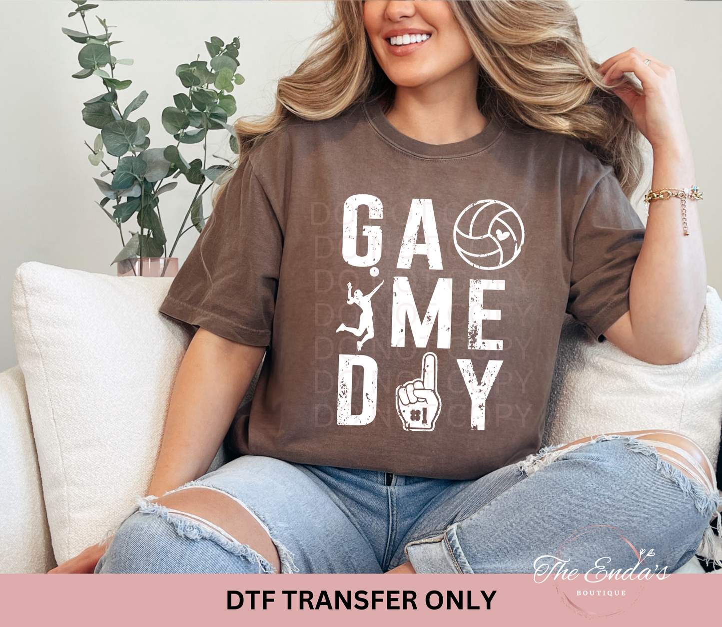 Distressed #1 Volleyball Game Day DTF Transfer