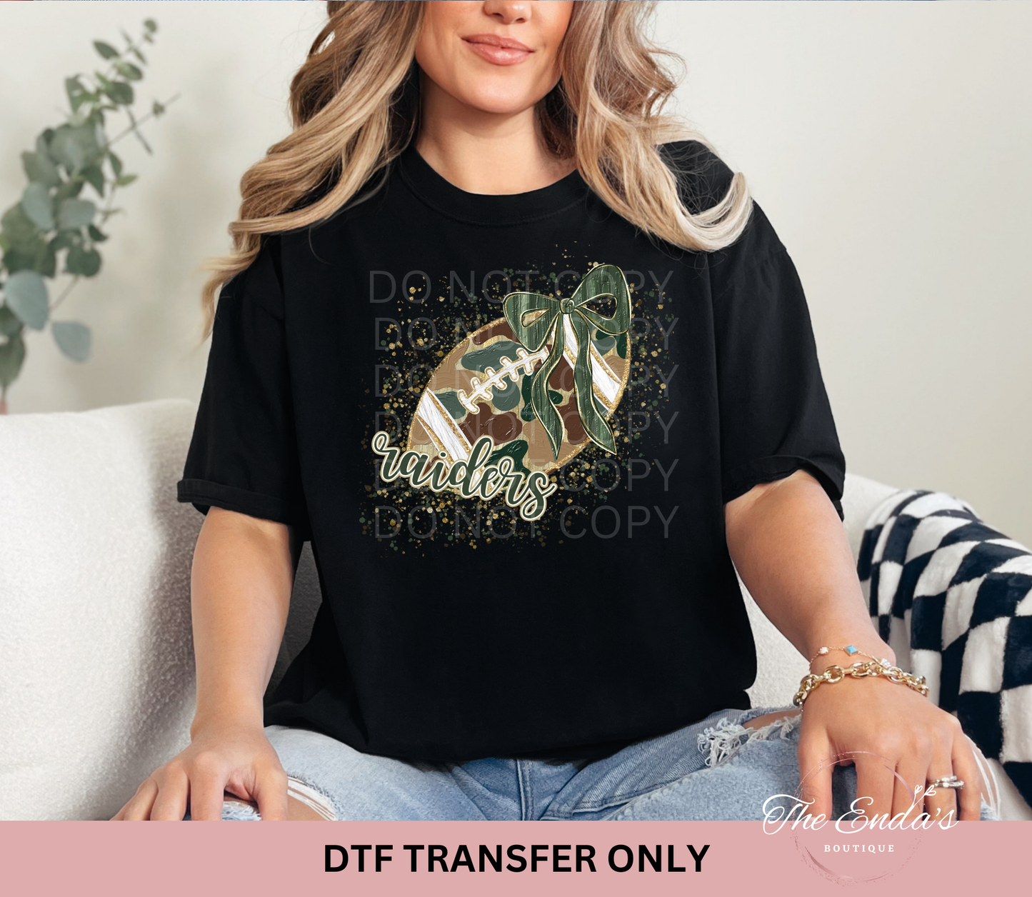 Personalized Splattered Camo Football DTF Transfer (YOU DON'T HAVE TO ADD A PERSONALIZATION)