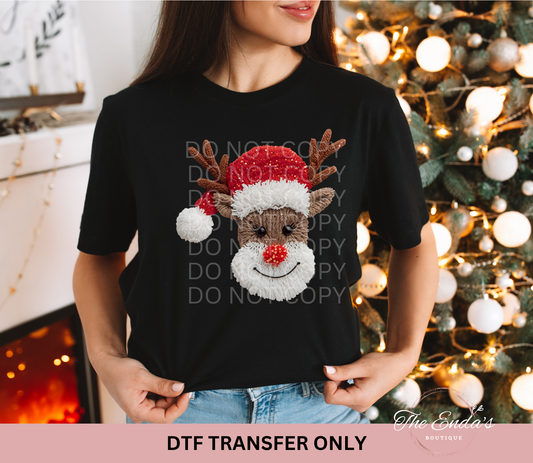 Faux Yarn Reindeer DTF Transfer