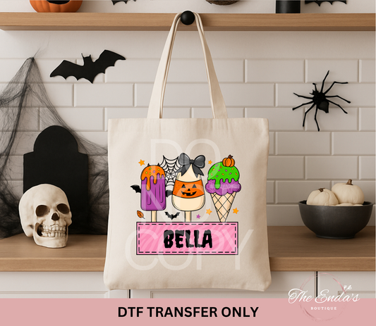 Personalized Spooky Ice Cream Pink DTF Transfer