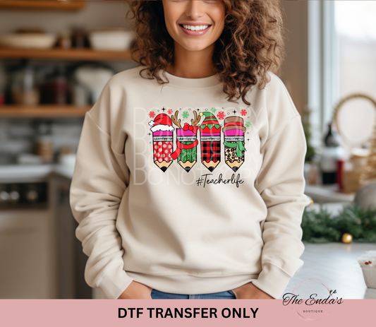 Teacher Christmas Pencils DTF Transfer