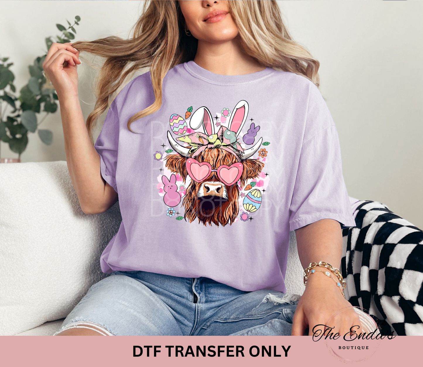 Easter Highland Cow DTF Transfer