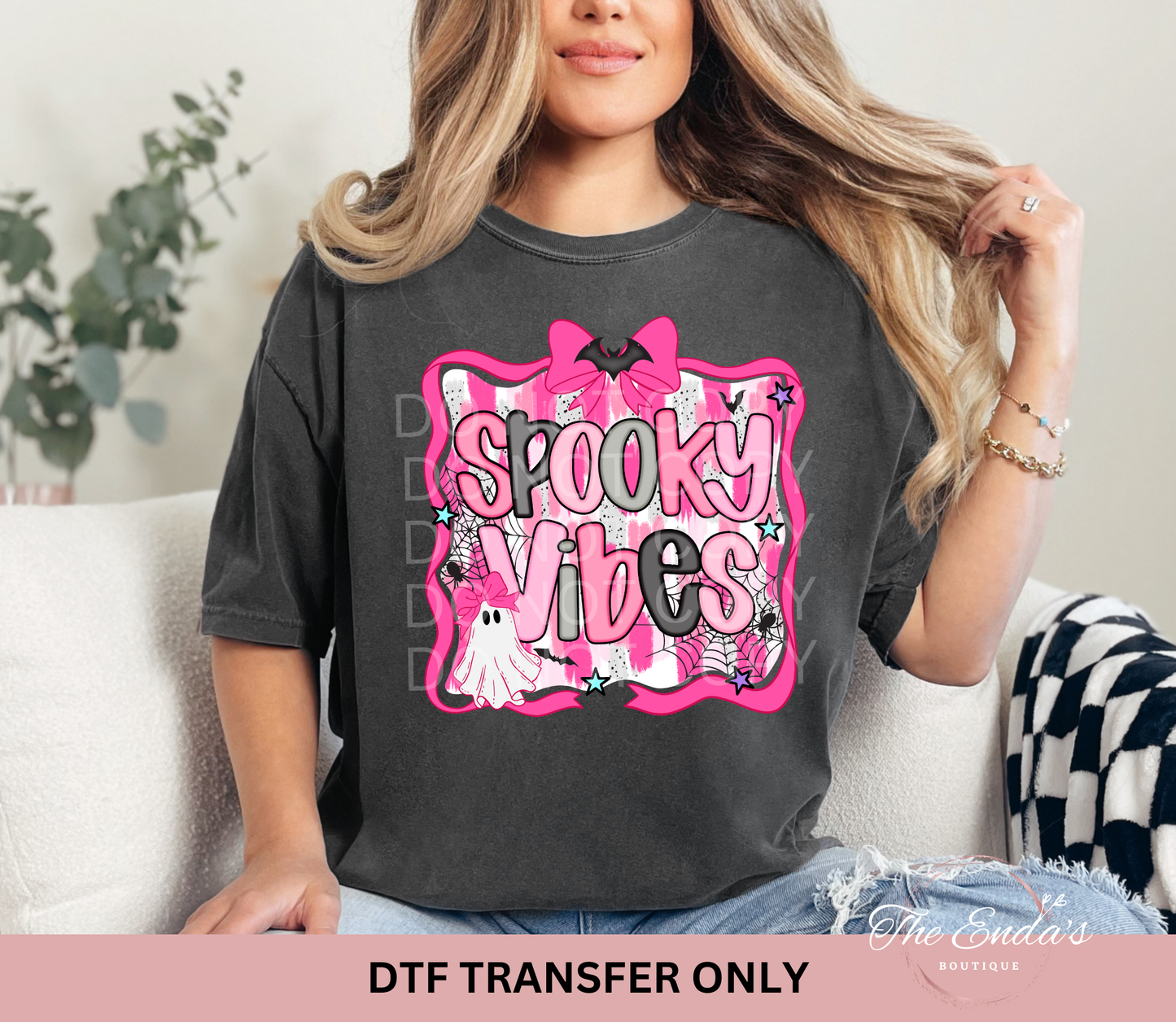 Preppy Brushstroke Spooky Vibes DTF Transfer