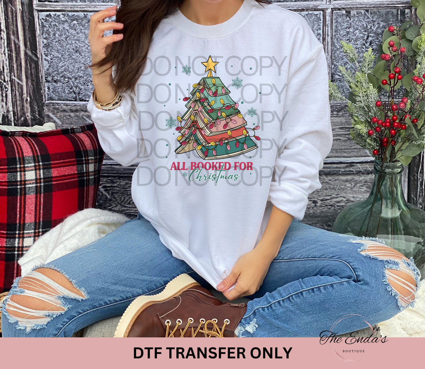 All Booked For Christmas DTF Transfer