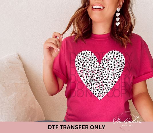 Distressed Dalmatian Heart DTF Transfer