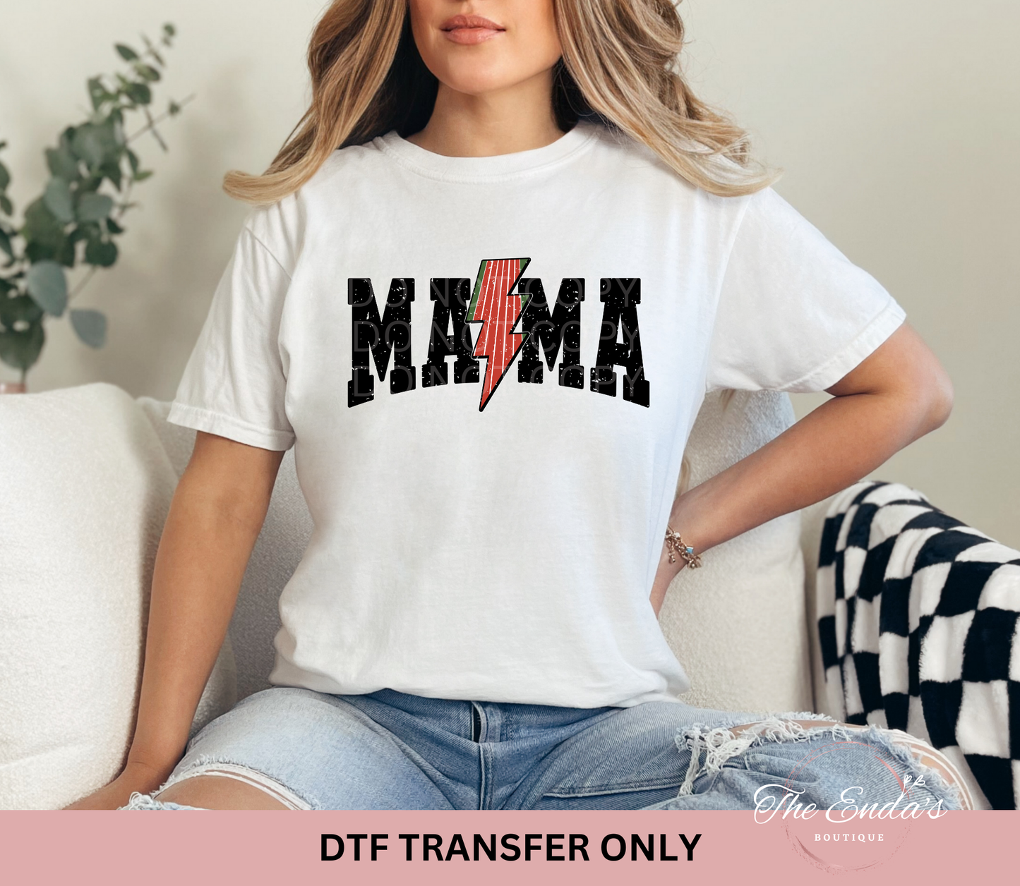 Mama Track And Field Lightning Bolt DTF Transfer