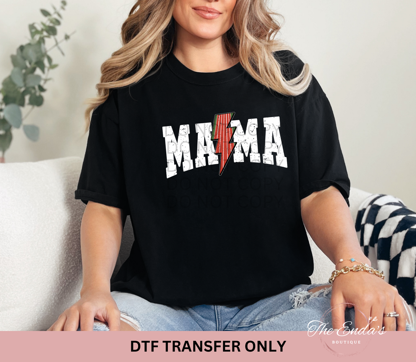 Mama Track And Field Lightning Bolt DTF Transfer