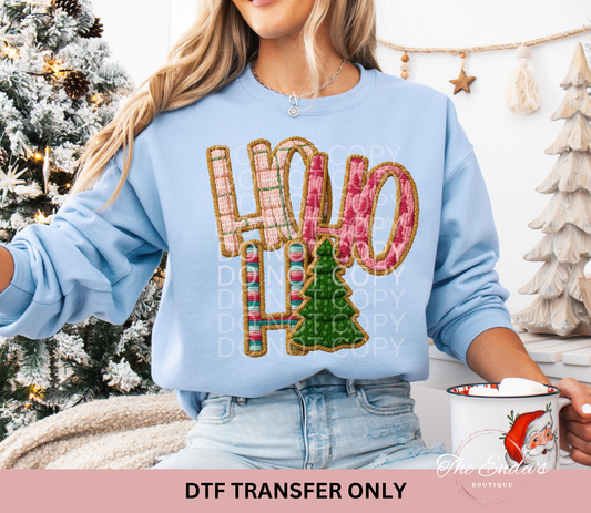 Faux Yarn Ho Ho Ho DTF Transfer