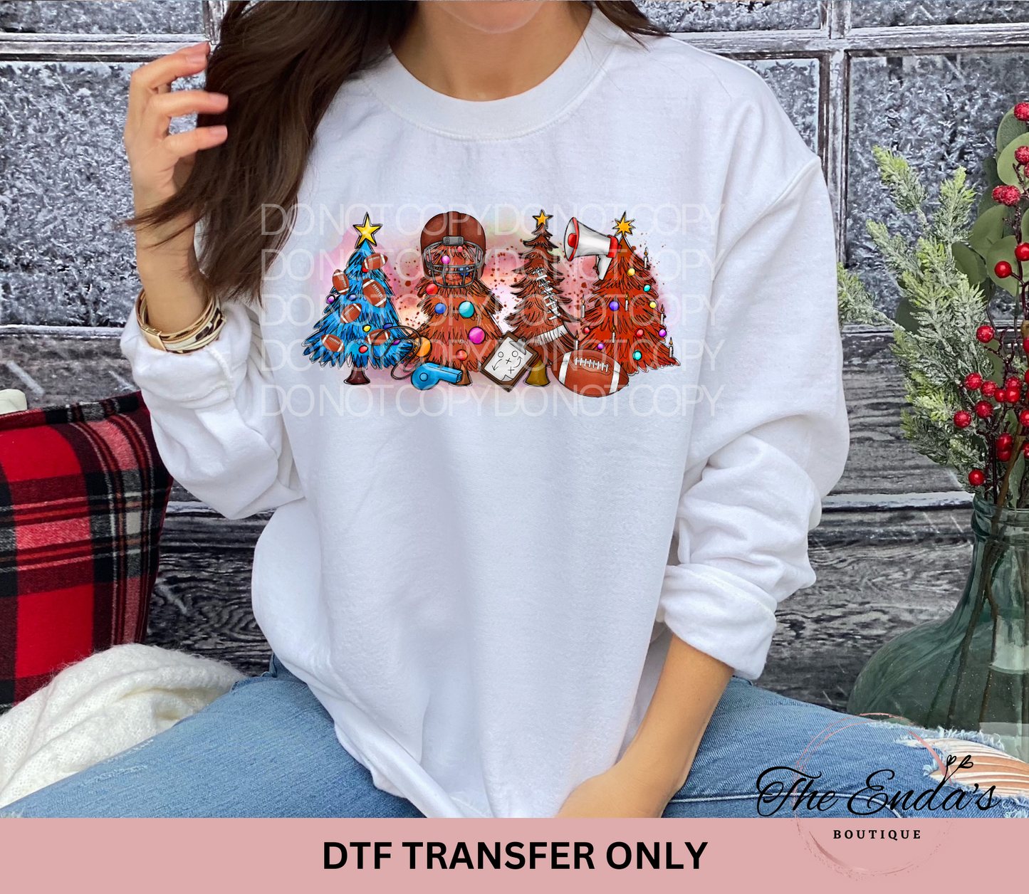 Football Christmas Trees DTF Transfer