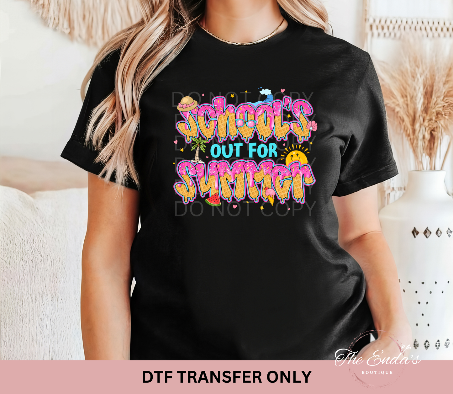 School's Out For Summer Waffle Ice Cream DTF Transfer