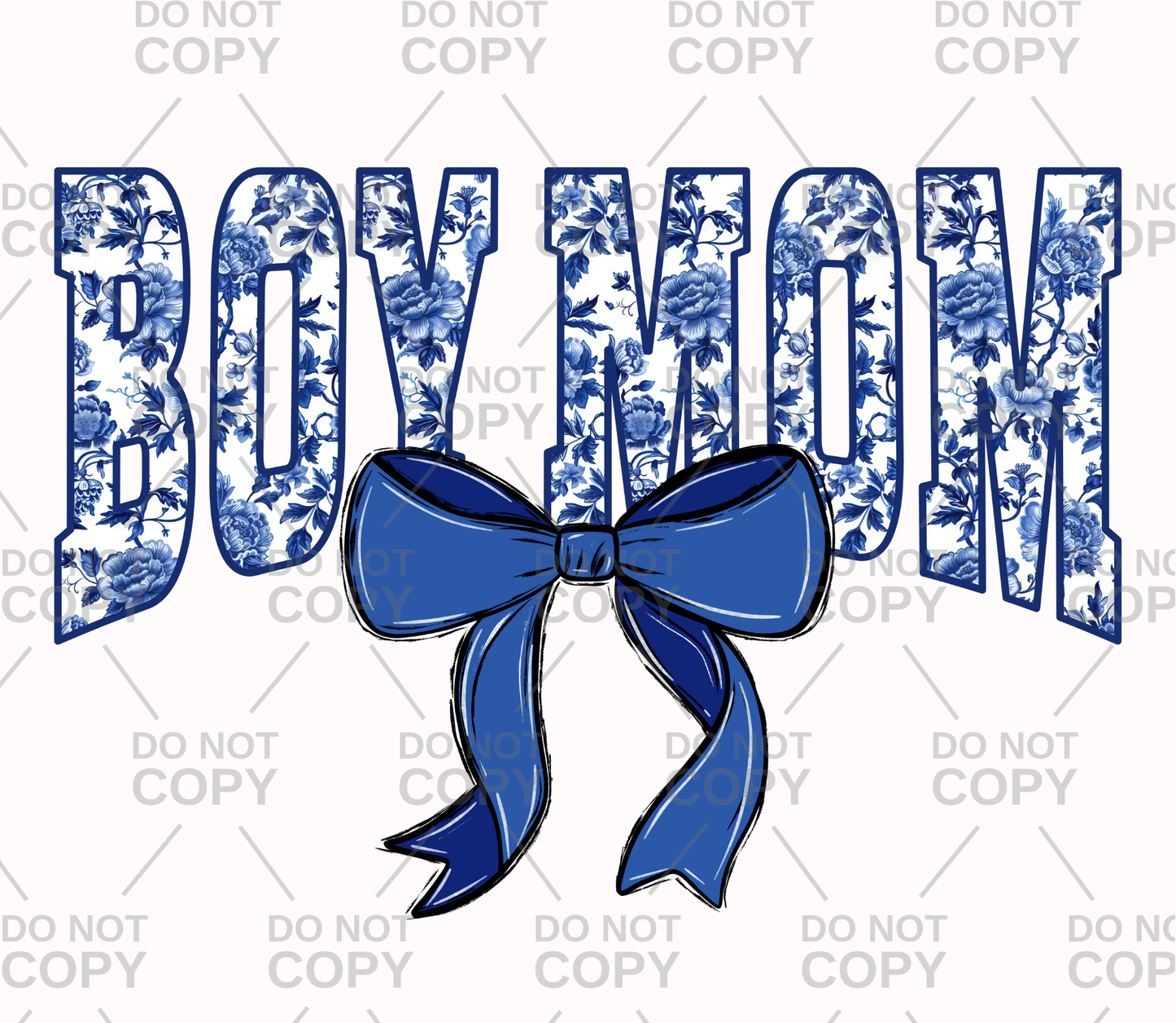 Blue Toile Boy Mom Coquette DTF Transfer