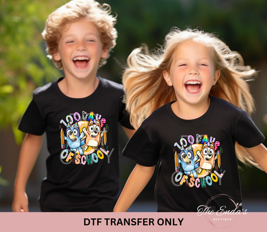 Blu ey 100 Days Of School DTF Transfer