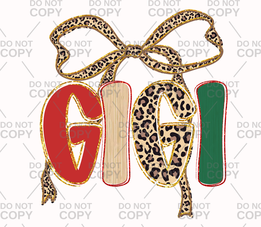 Christmas GIGI Leopard Coquette DTF Transfer