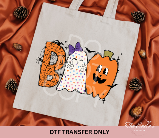 Boo Ghost With Bow DTF Transfer