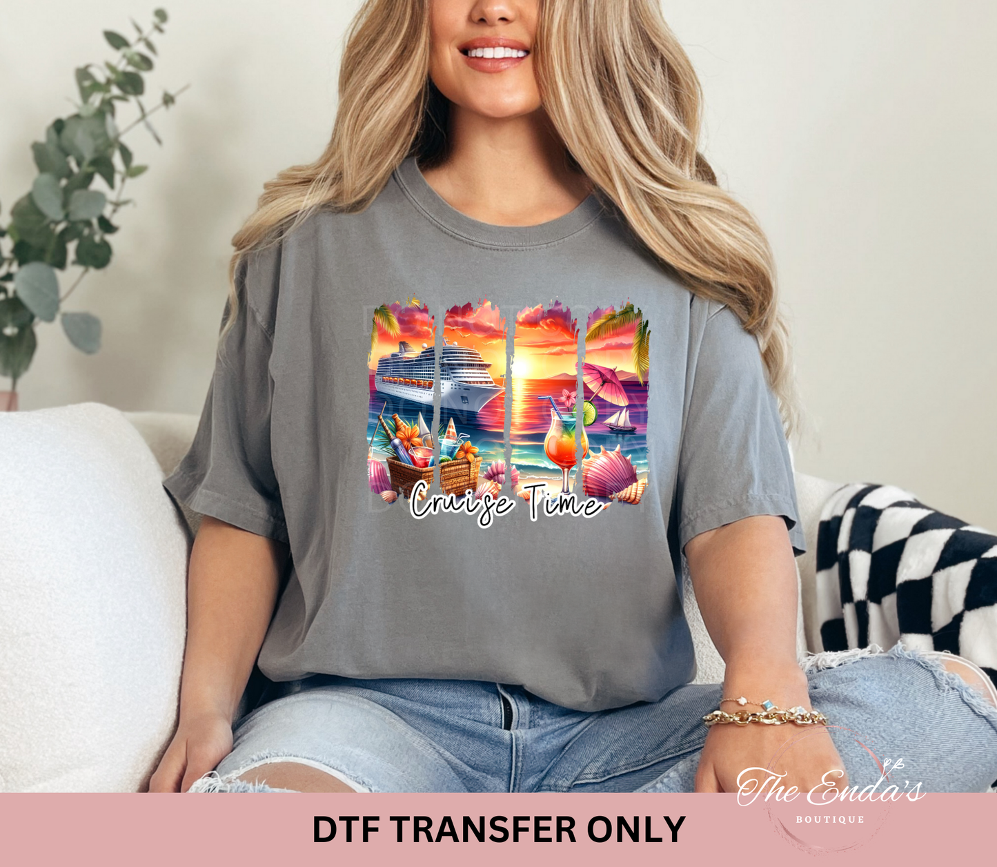 Cruise Time Split Brushstroke DTF Transfer