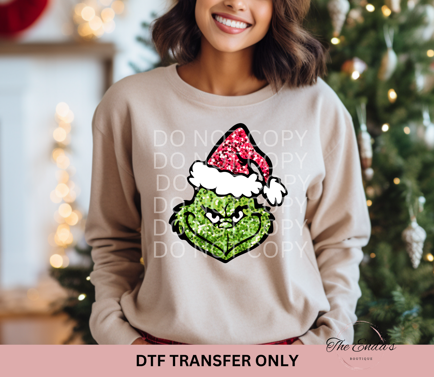 Faux Sequin Grinch DTF Transfer