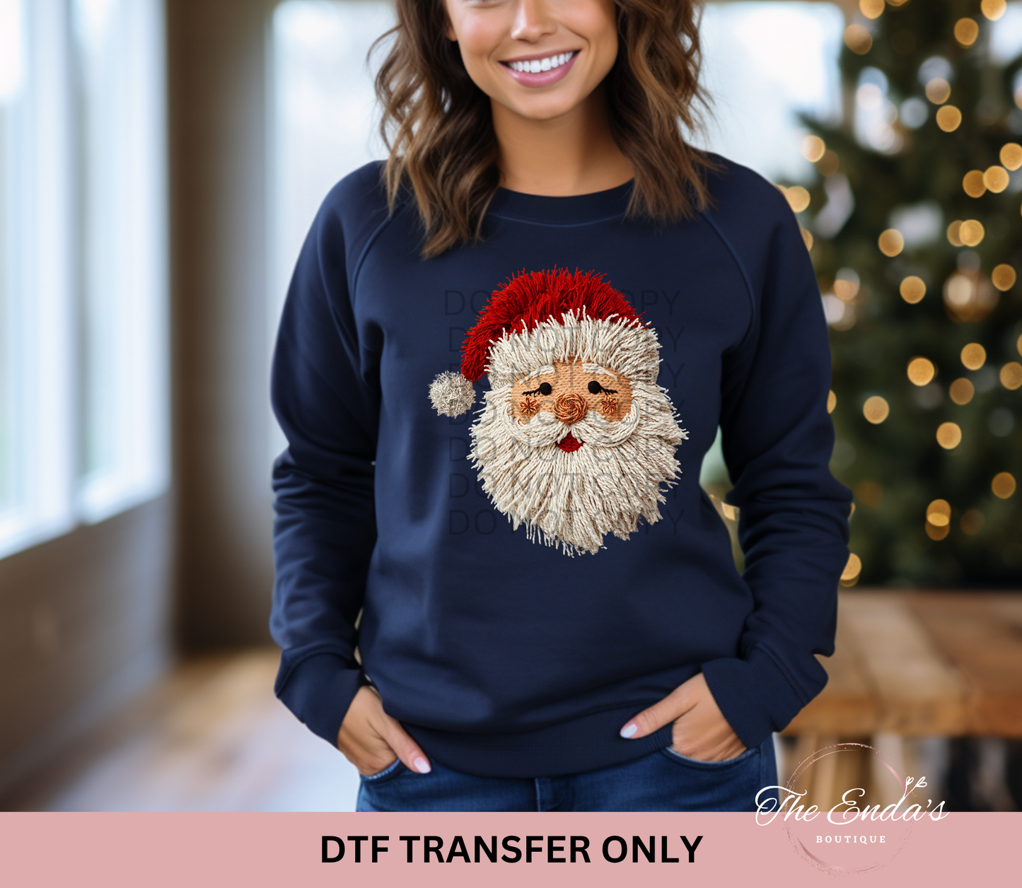 Faux Yarn String Santa DTF Transfer