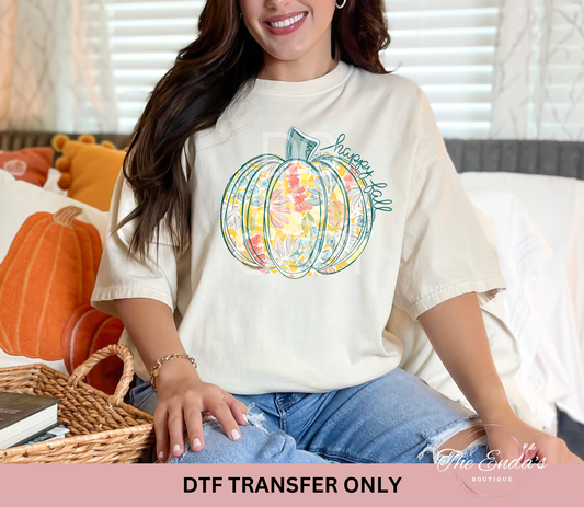 Floral Pumpkin DTF Transfer