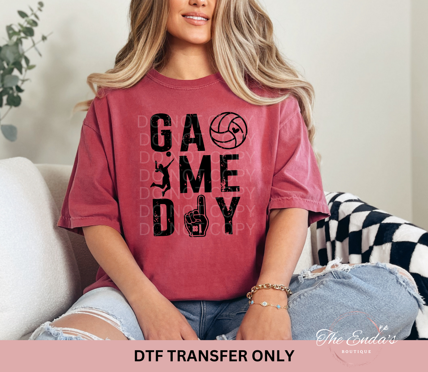 Distressed #1 Volleyball Game Day DTF Transfer