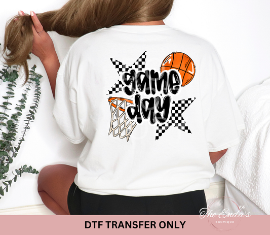 Basketball Game Day Checkered Stars DTF Transfer