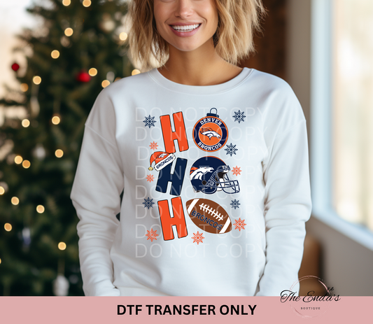 Ho Ho Ho Denver Broncos DTF Transfer