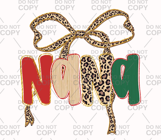 Christmas NANA Leopard Coquette DTF Transfer