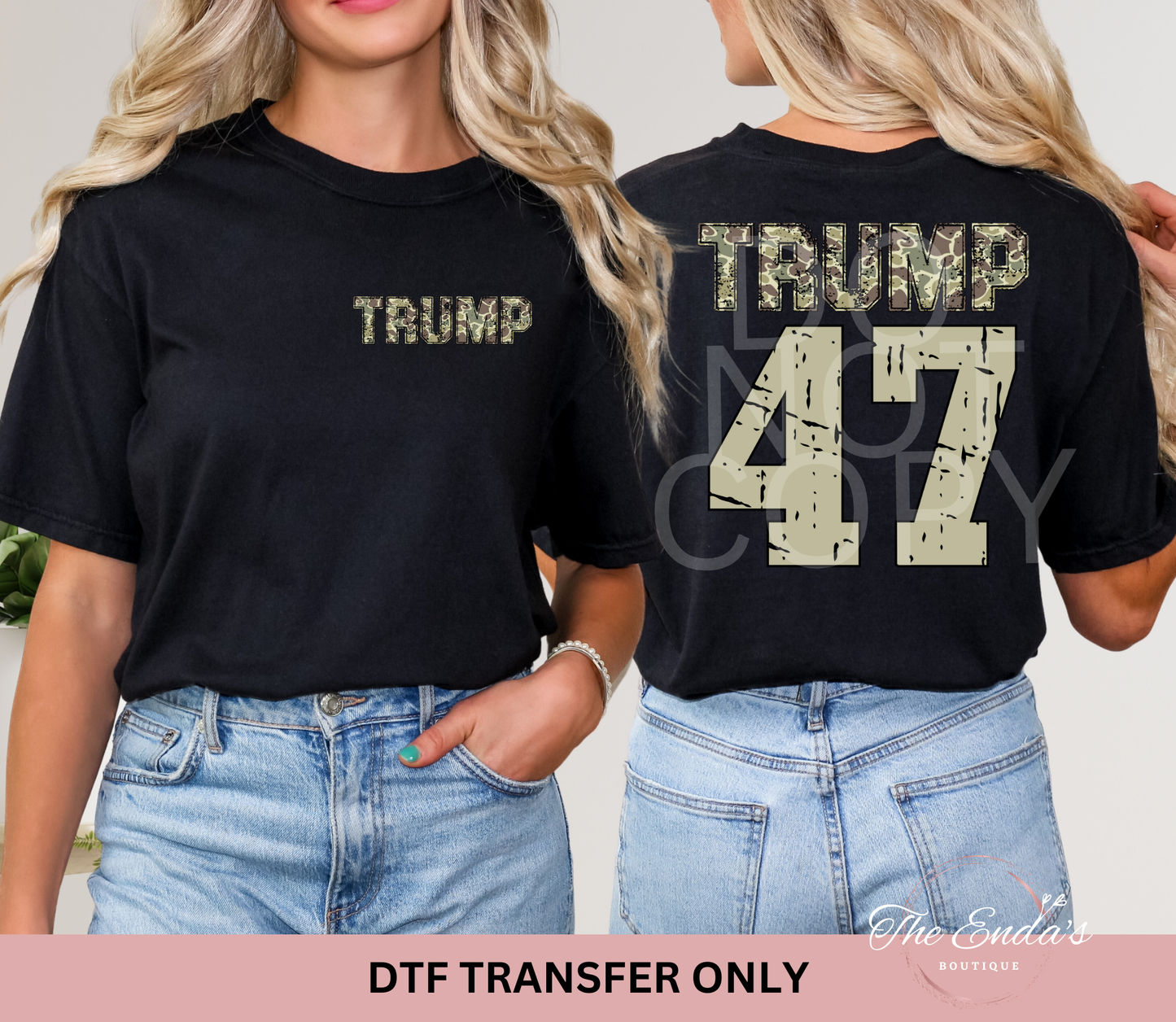 Camo Trump 47 (FRONT/BACK SET) DTF Transfer