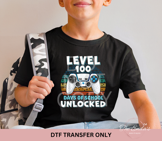 Level 100 Days Of School Unlocked DTF Transfer