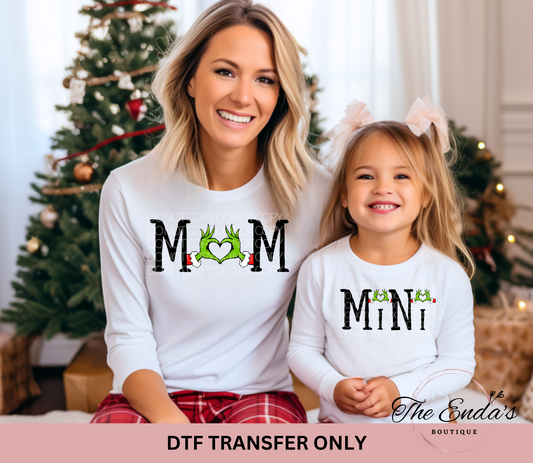 Grinch Heart Mom & Mini DTF Transfer **SOLD SEPARATELY**