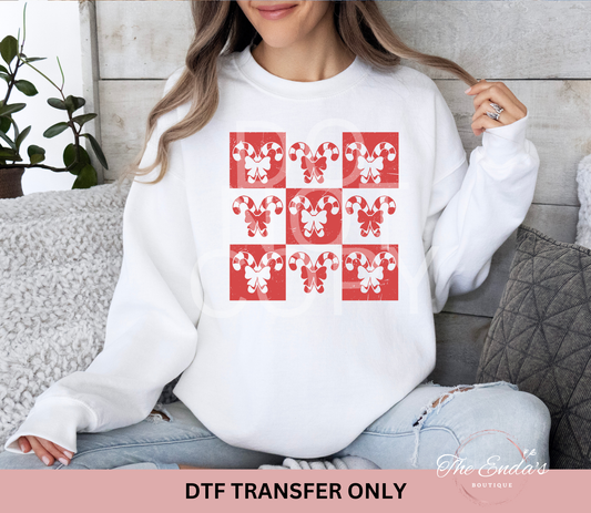 Checkered Candy Canes DTF Transfer