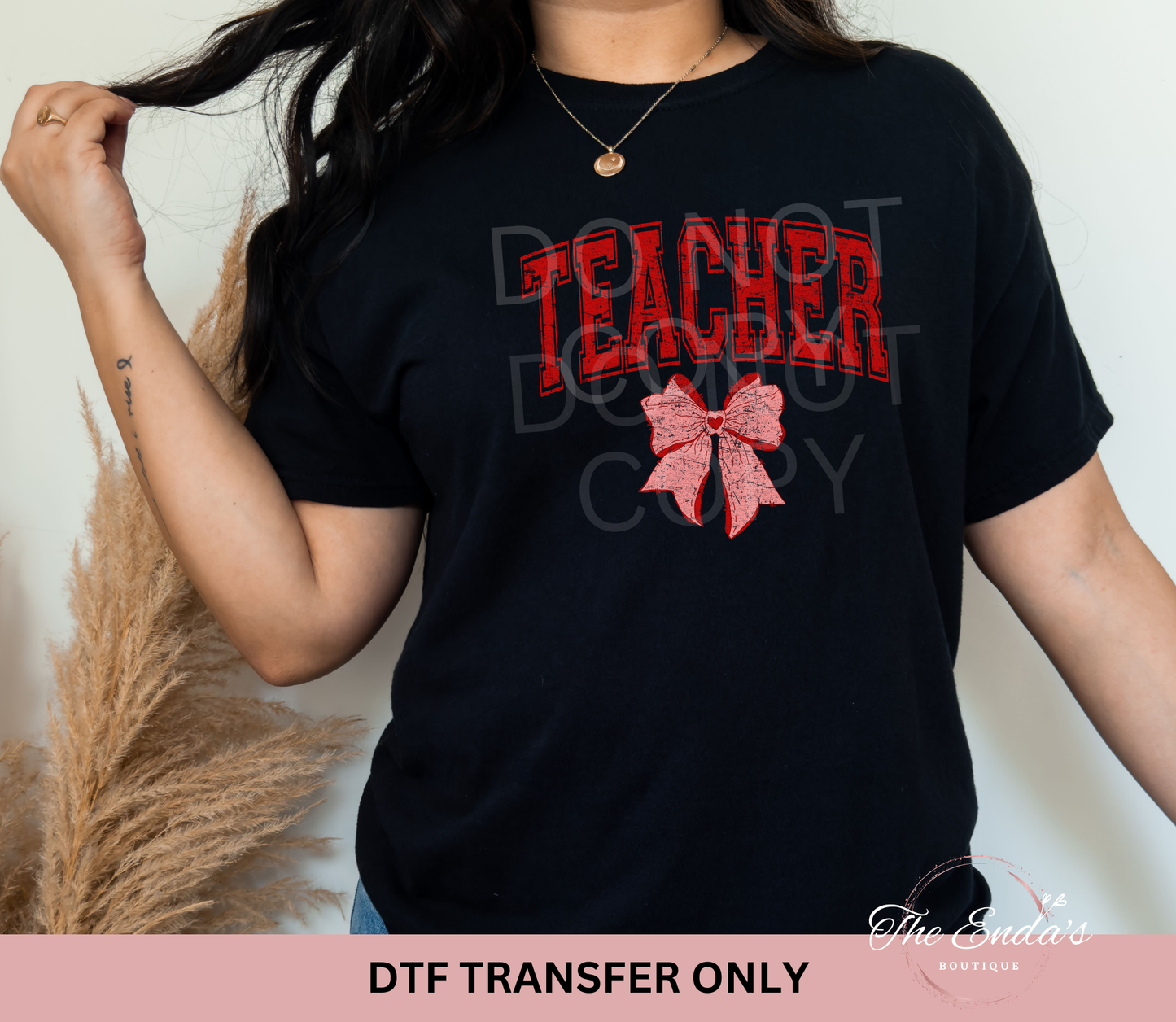 Distressed Teacher Bow DTF Transfer