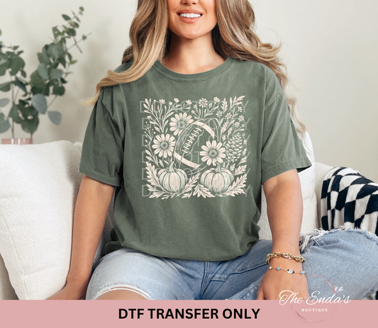 Boho Floral Pumpkin Football DTF Transfer