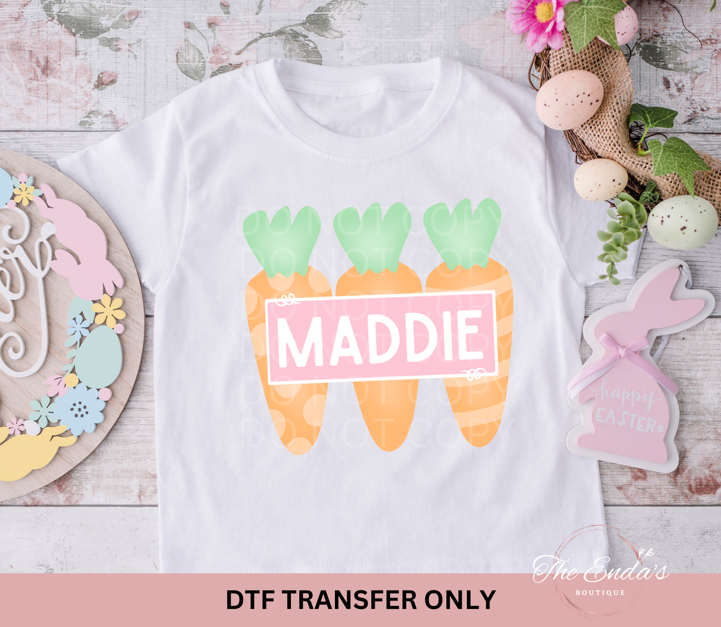 Personalized Pink Easter Carrots DTF Transfer