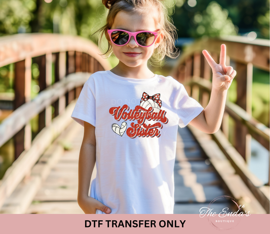 Red Volleyball Sister DTF Transfer